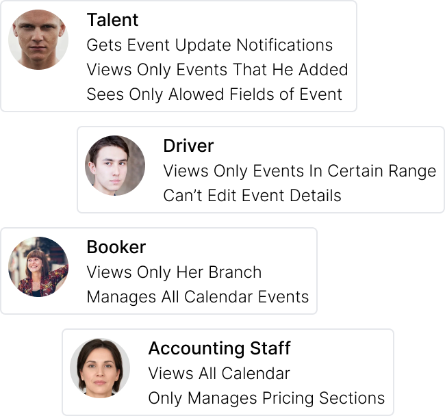 A notification about changes of date and talents on an event